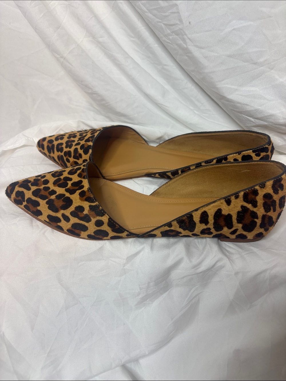 J. Crew Leopard Print Pointed D'Orsay Flats in Tan and Black - Picture 4 of 10